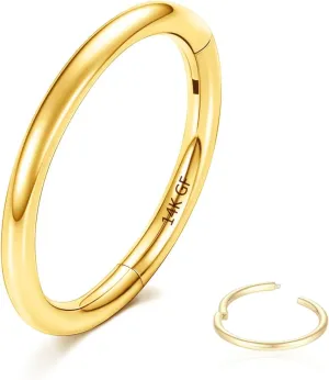 14K Gold Filled Septum Rings Hoop 16G 8mm/10mm 316L Segment Nose Rings for Men, Cartilage Clicker Hoop Earrings for Rook, Daith, Tragus, Hypoallergenic.