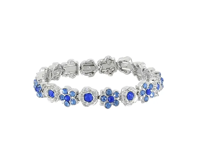 1928 Jewelry Crystal Flower Motif Stretch Bracelet