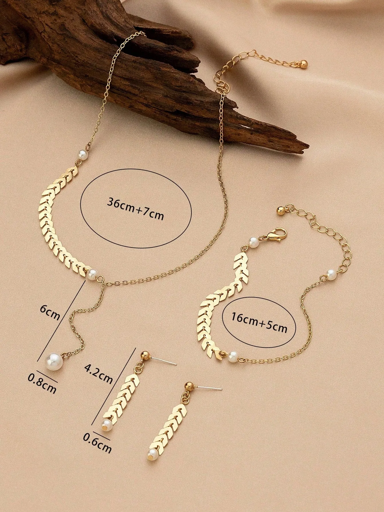 1pc Vintage Style Imitation Faux Pearl Pendant Necklace Bracelet And Earrings