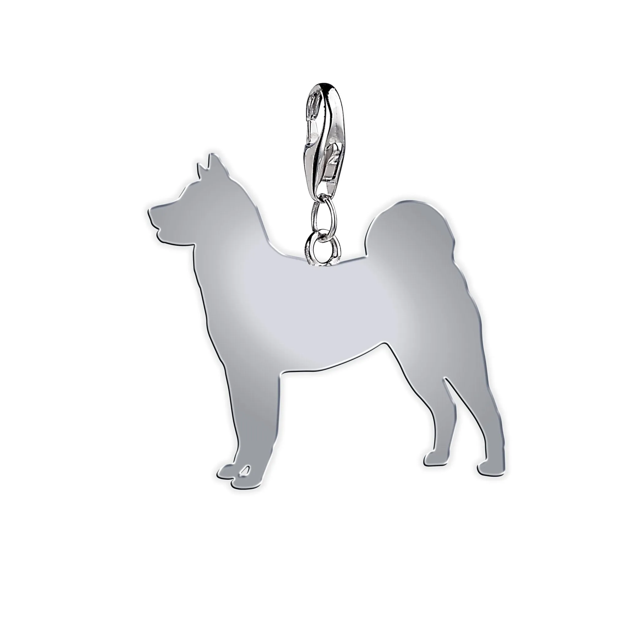Akita Silhouette Silver Charm