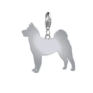 Akita Silhouette Silver Charm