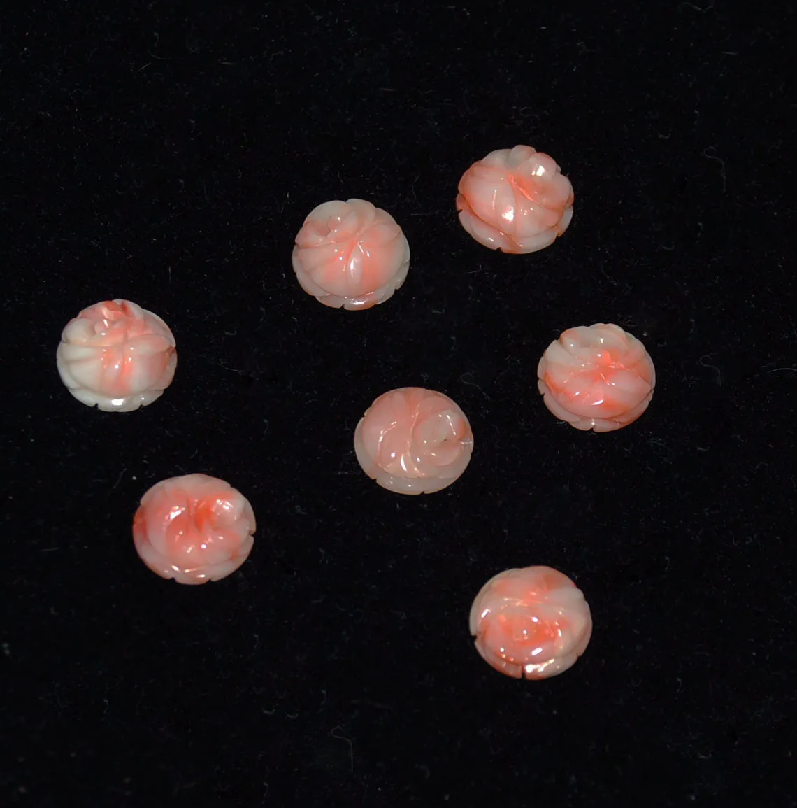 Angel Skin Pink Coral Carved Floral Cabochons