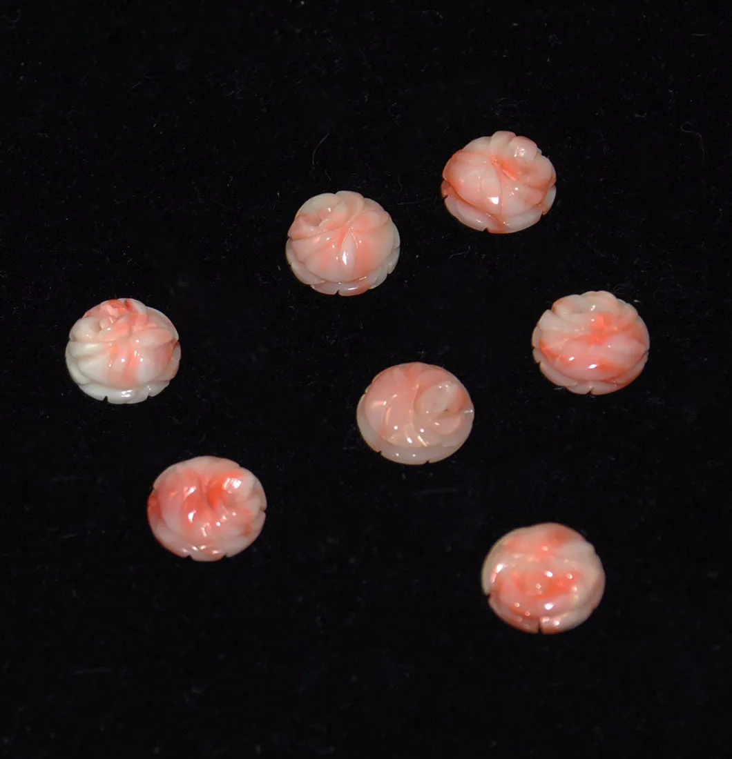 Angel Skin Pink Coral Carved Floral Cabochons
