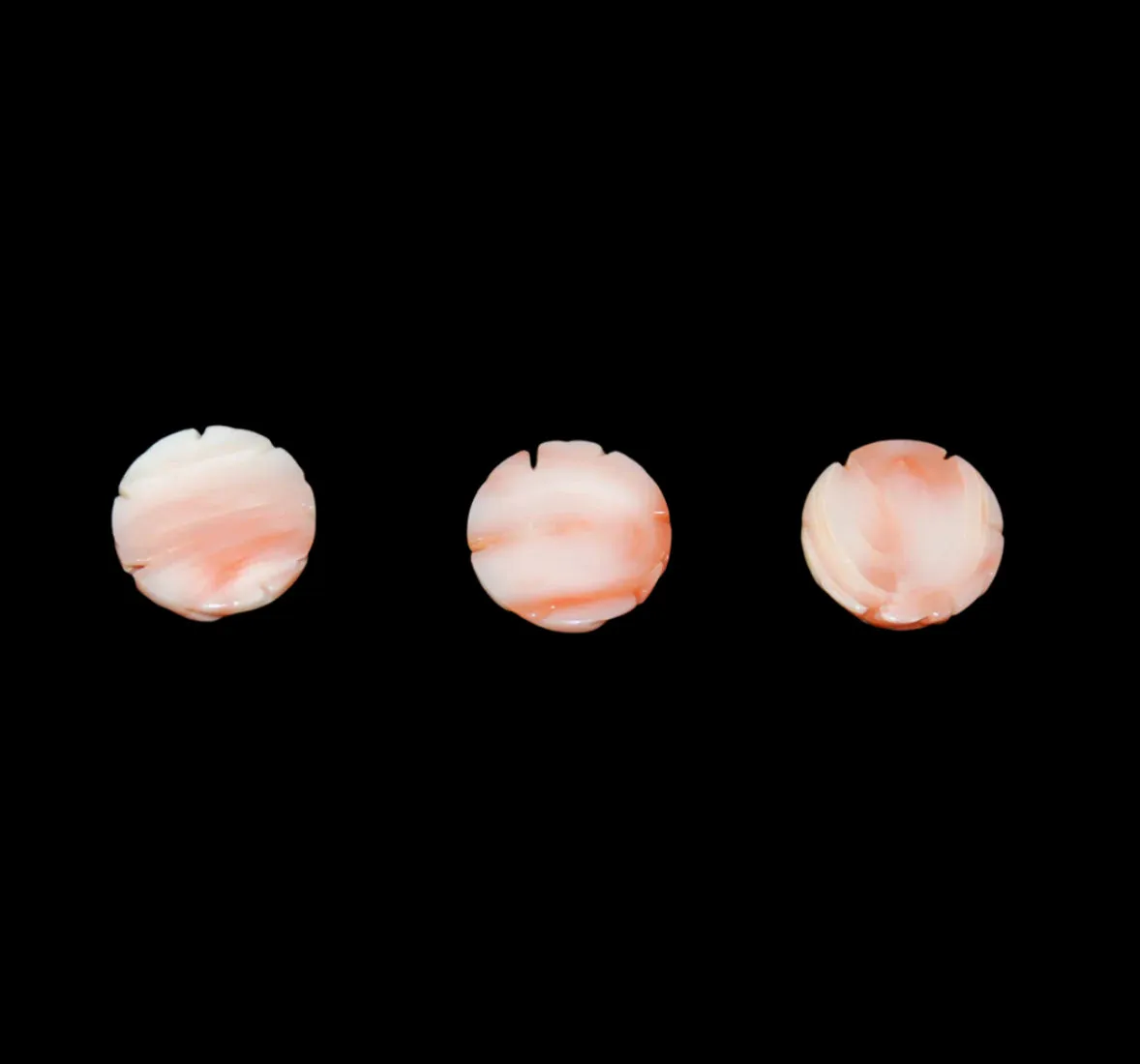 Angel Skin Pink Coral Carved Floral Cabochons