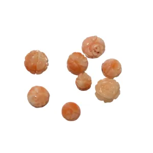 Angel Skin Pink Coral Carved Floral Cabochons
