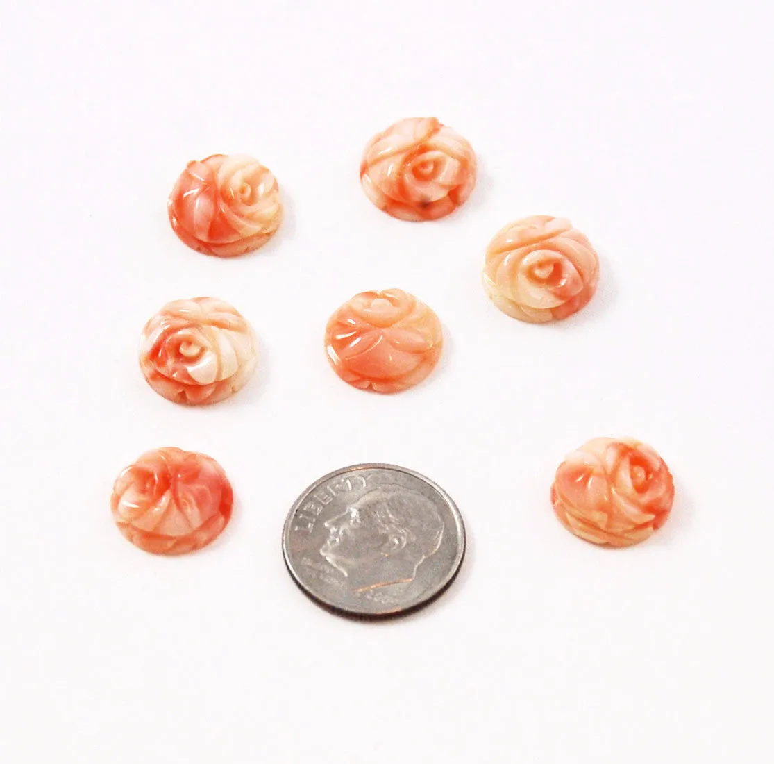 Angel Skin Pink Coral Carved Floral Cabochons