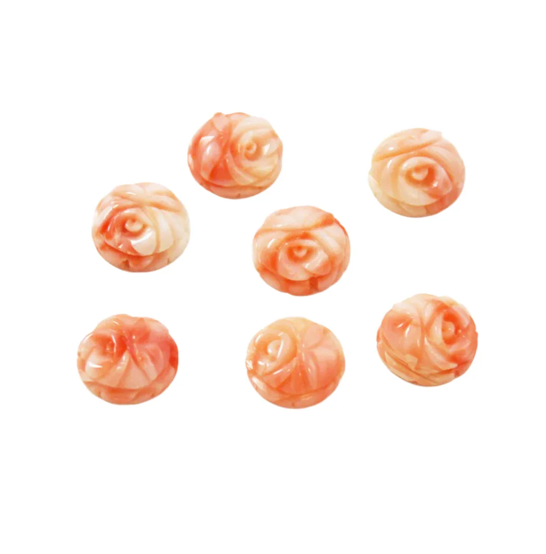 Angel Skin Pink Coral Carved Floral Cabochons