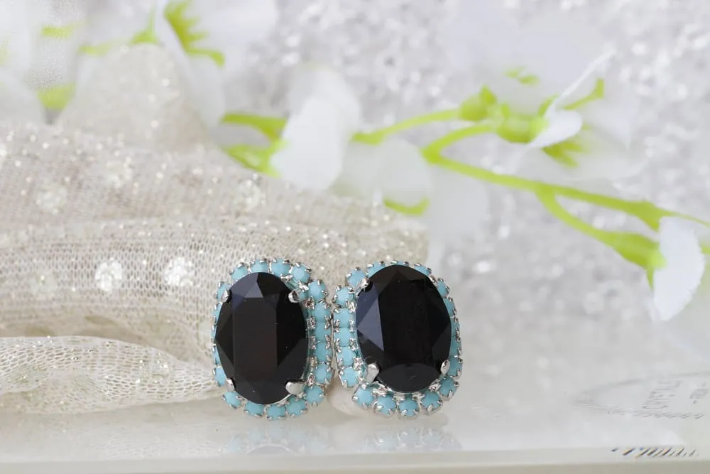 BLACK CRYSTAL STUDS