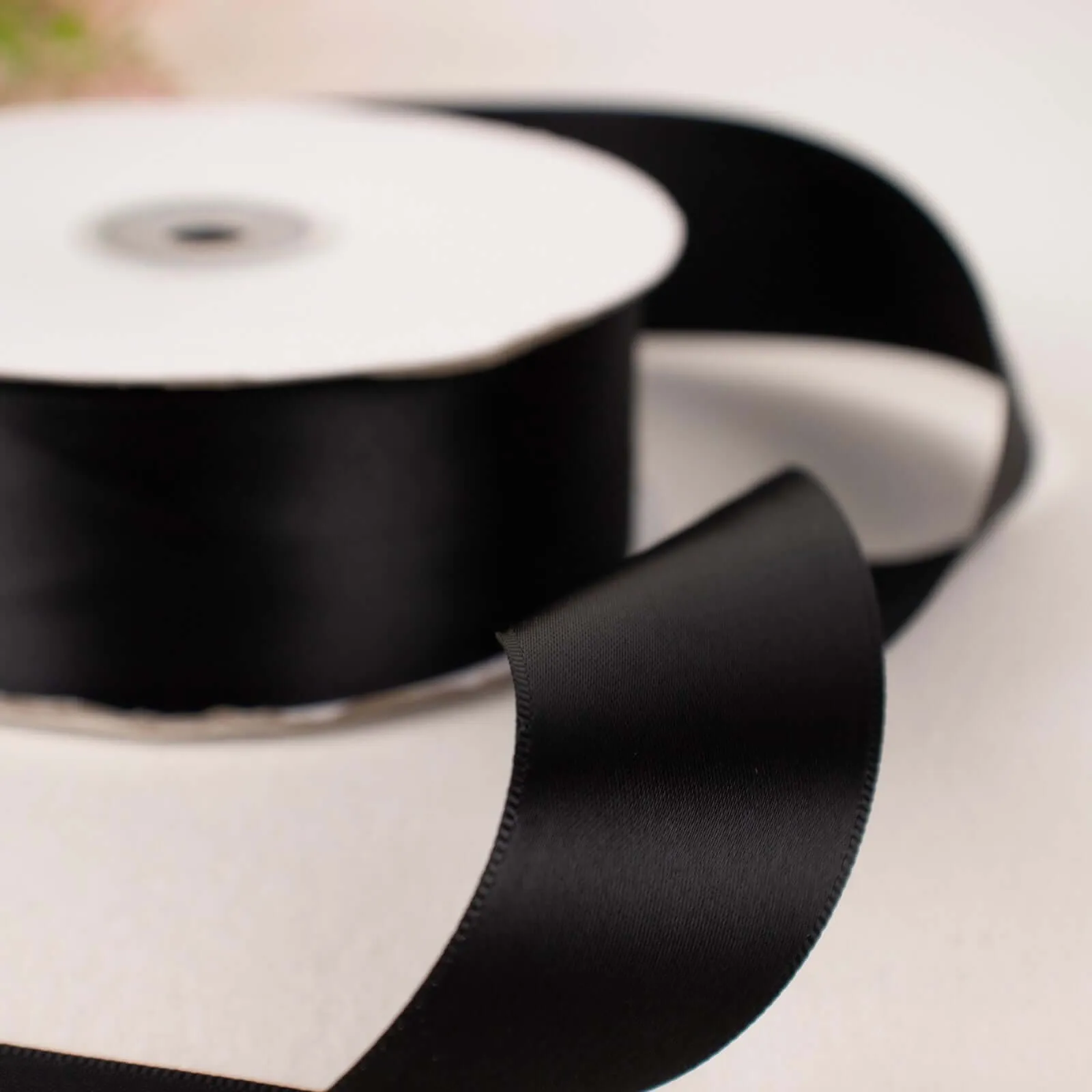 Black Single Face Decorative Satin Ribbon 50 Yards 1.5"