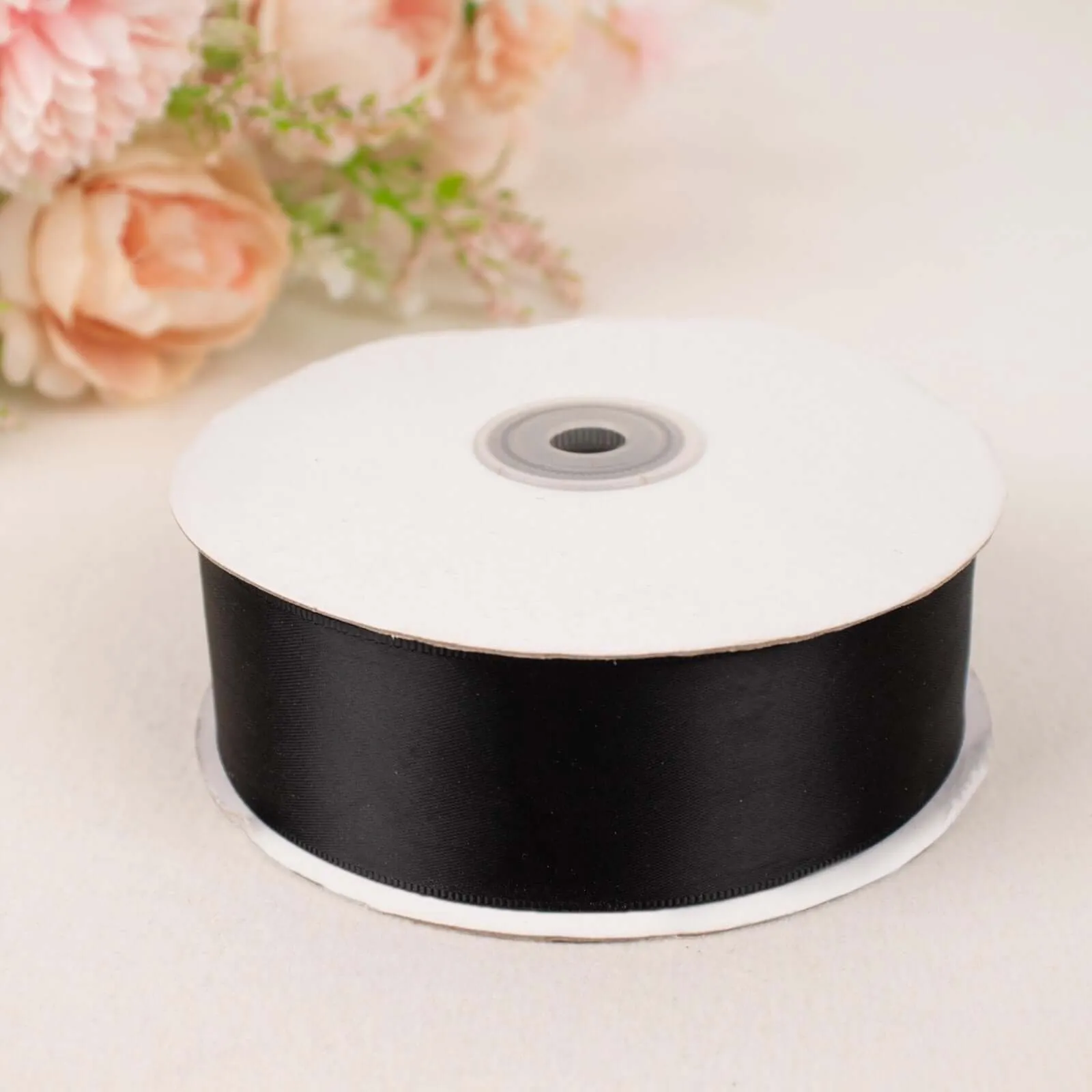 Black Single Face Decorative Satin Ribbon 50 Yards 1.5"