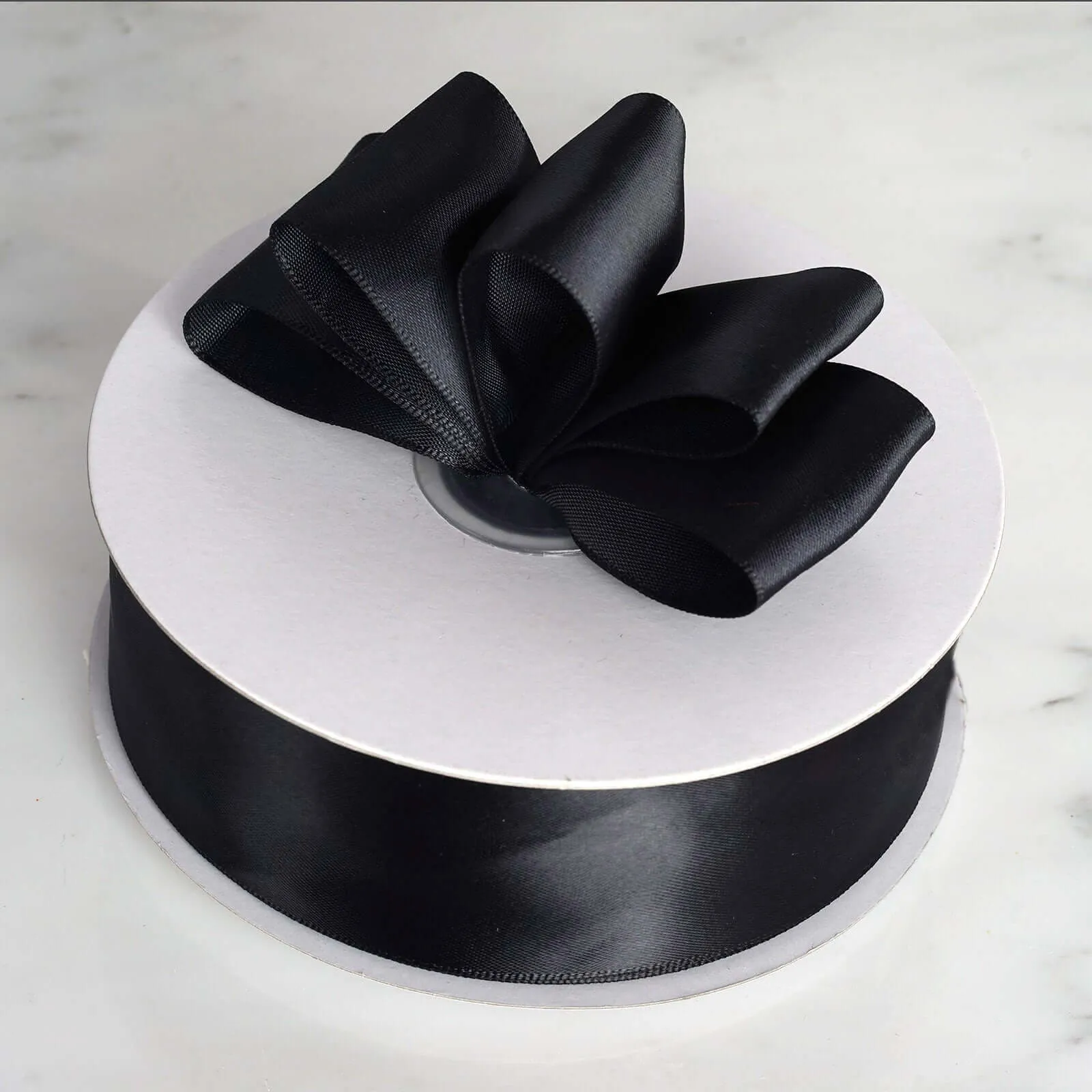 Black Single Face Decorative Satin Ribbon 50 Yards 1.5"
