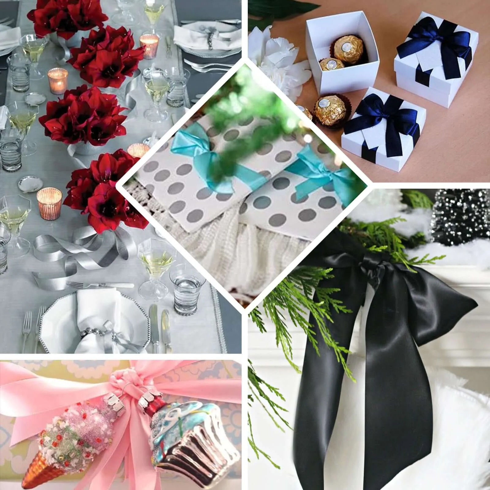 Black Single Face Decorative Satin Ribbon 50 Yards 1.5"