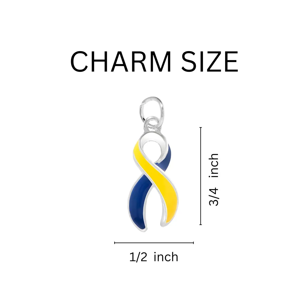 Blue & Yellow Ribbon Love You To The Moon Silver Beaded Bracelets