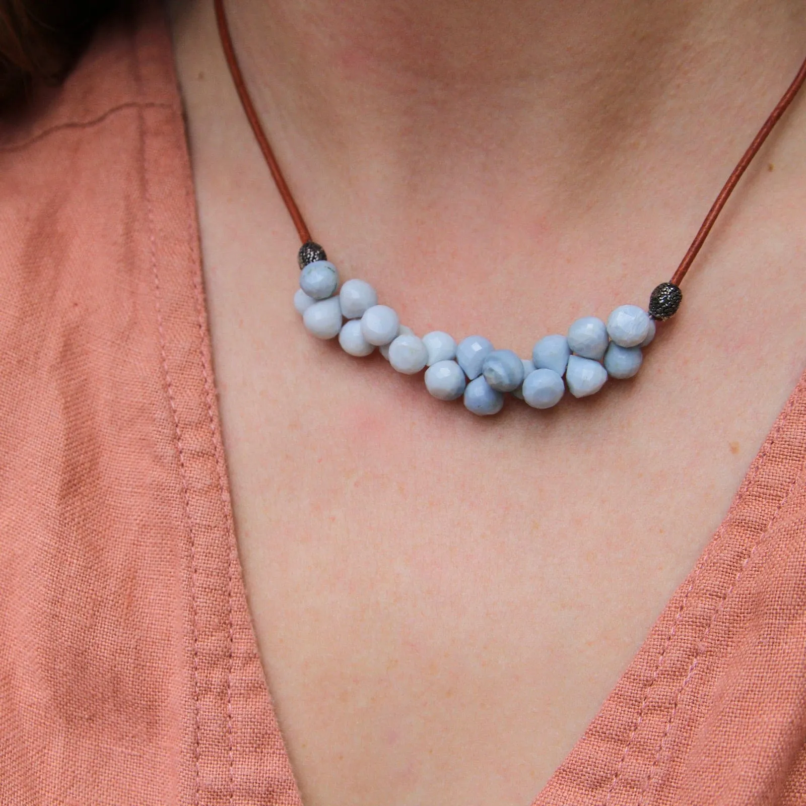 Blue Opal Bubble Briolettes Necklace