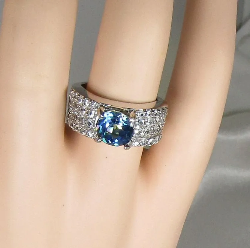 Blue Topaz Sterling Silver Ring Size 7