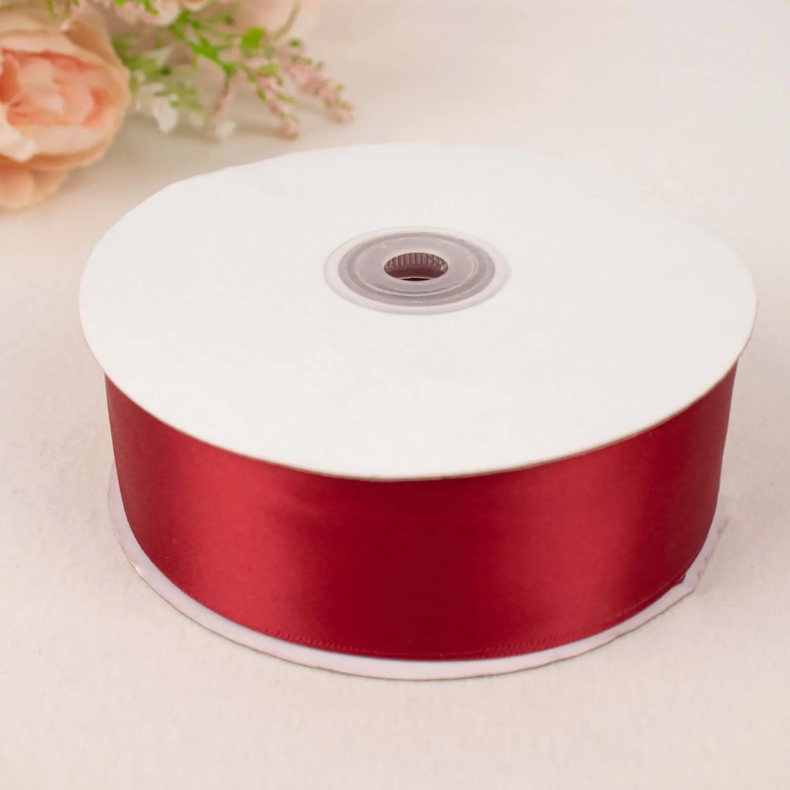 Burgundy Single Face Decorative Satin Ribbon 50 Yards 1.5"