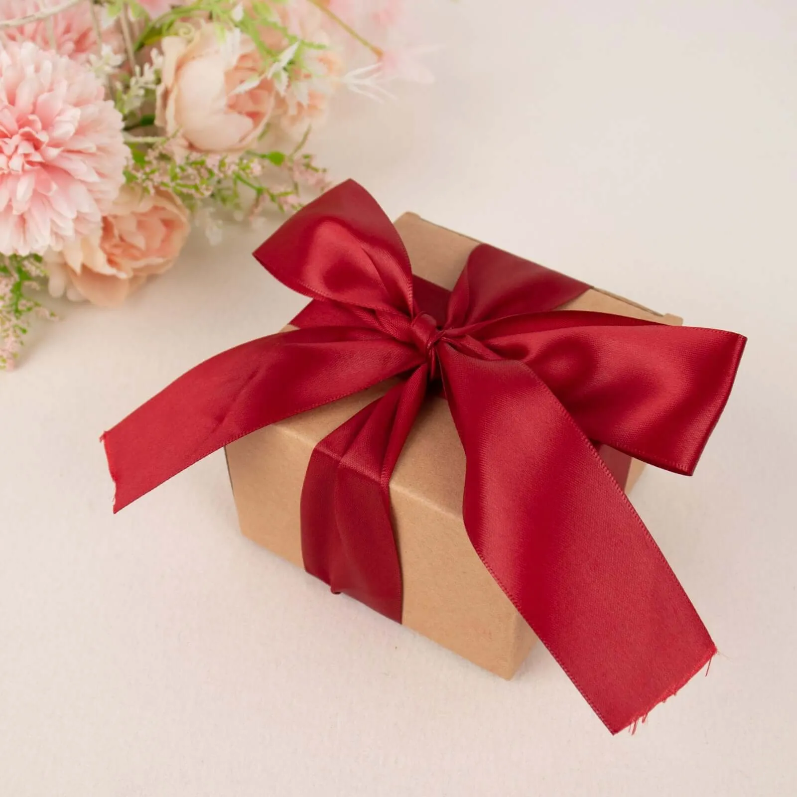 Burgundy Single Face Decorative Satin Ribbon 50 Yards 1.5"