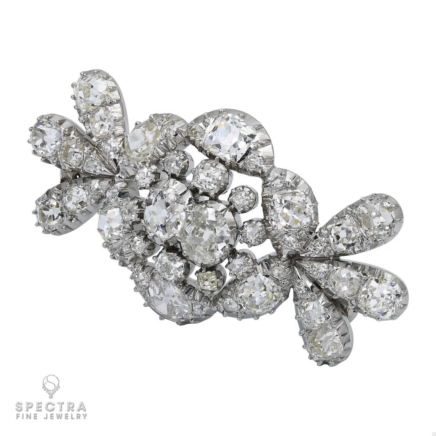 Cartier Art Deco Diamond Abstract Floral Pinstem Brooch