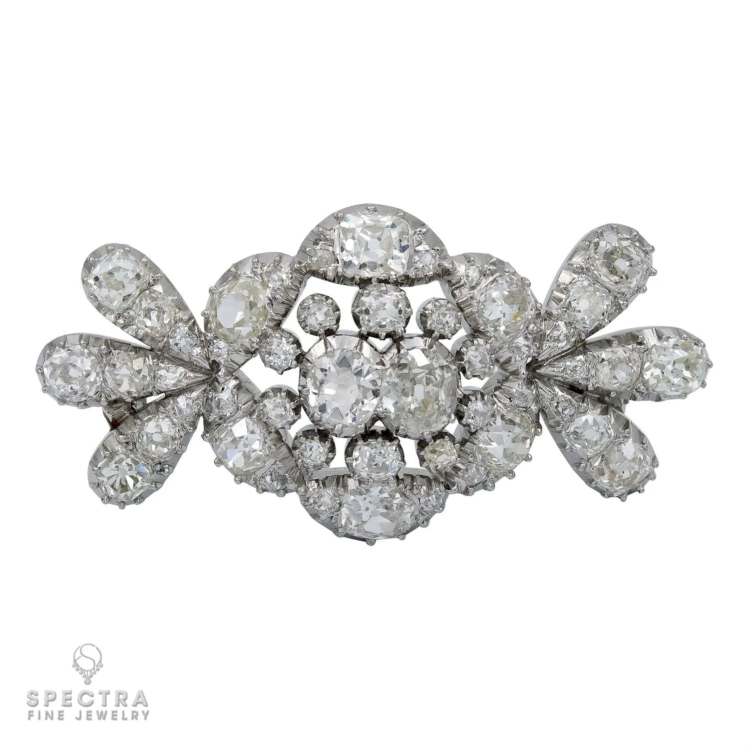Cartier Art Deco Diamond Abstract Floral Pinstem Brooch