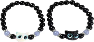 Cat Charm Bracelet Set for Women Men, Elastic Beaded Kitty Charms Bracelets