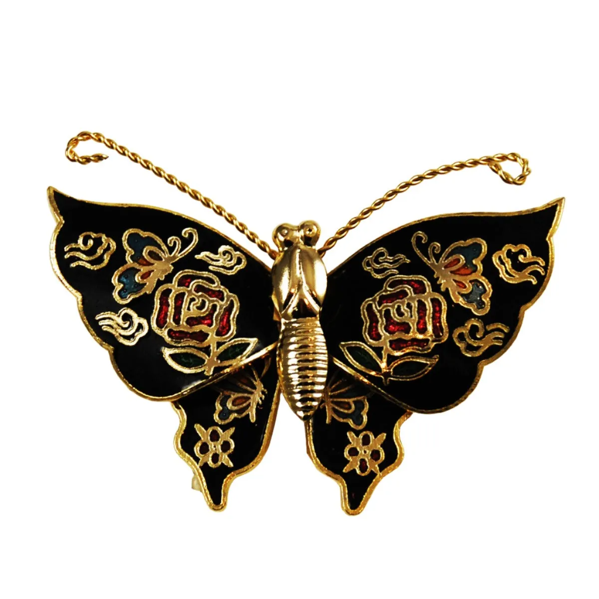 Cloisonné Butterfly Pin Brooch NOS