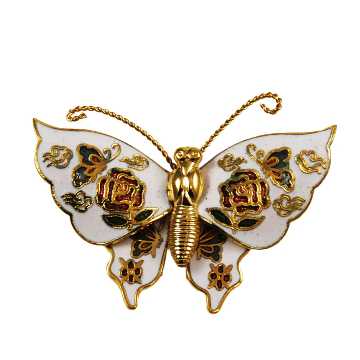 Cloisonné Butterfly Pin Brooch NOS