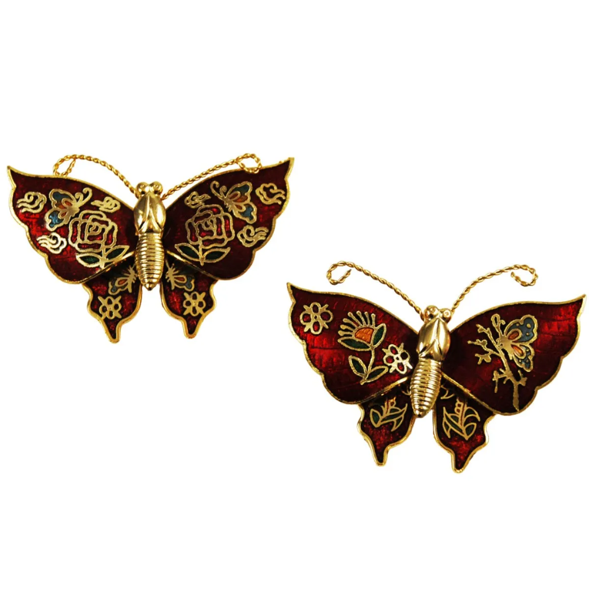 Cloisonné Butterfly Pin Brooch NOS