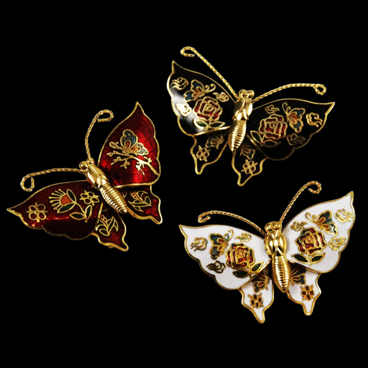 Cloisonné Butterfly Pin Brooch NOS
