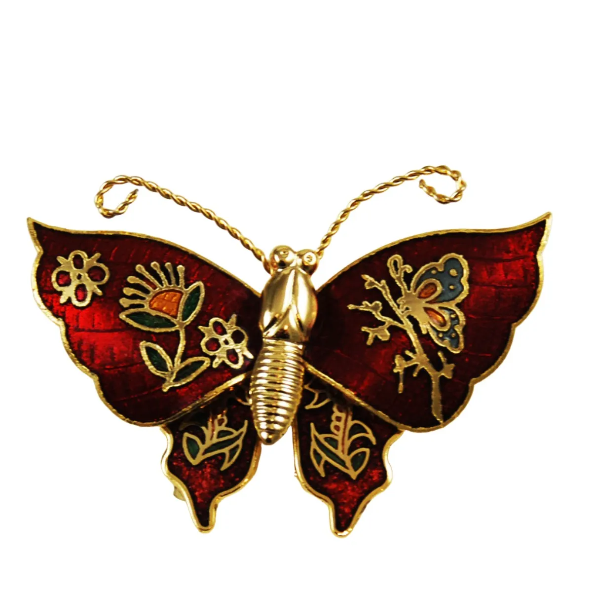 Cloisonné Butterfly Pin Brooch NOS