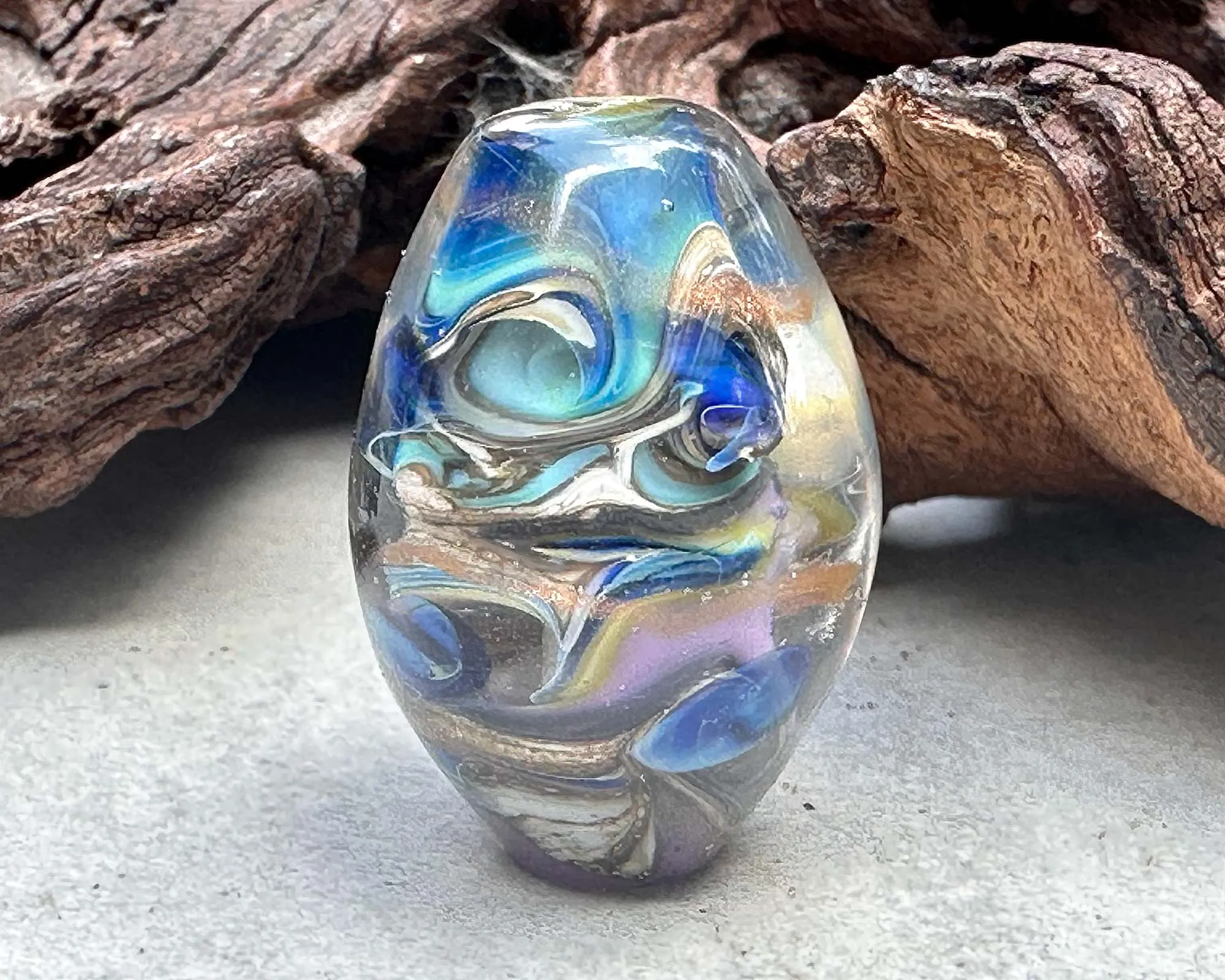 Coral Reef Blue Lampwork Focal Bead SRA