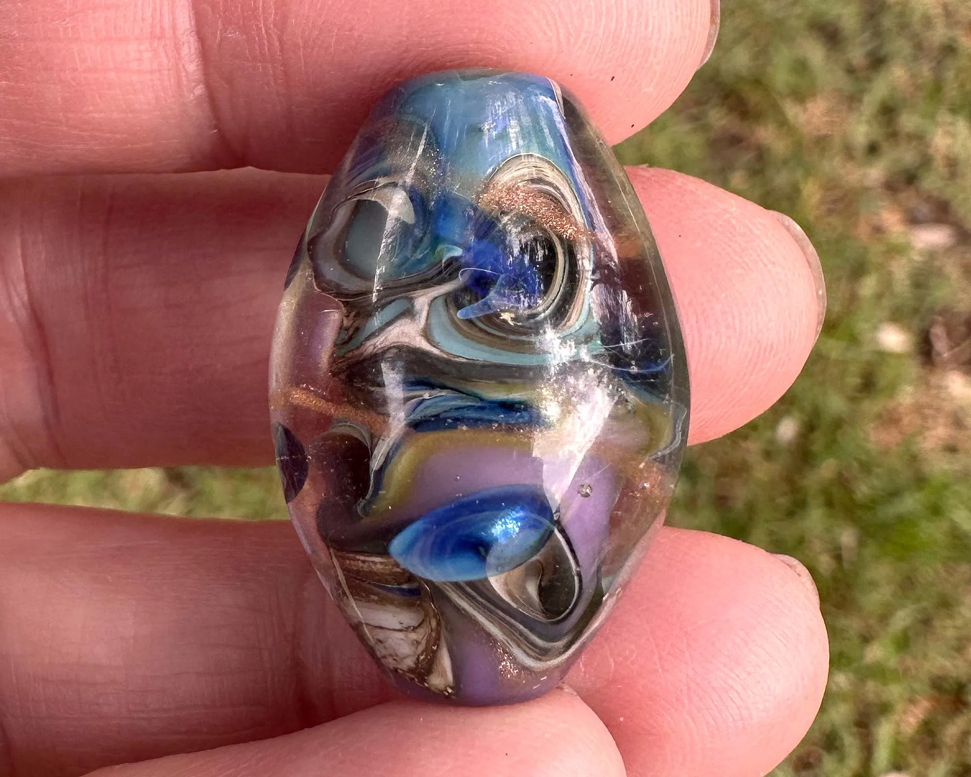 Coral Reef Blue Lampwork Focal Bead SRA