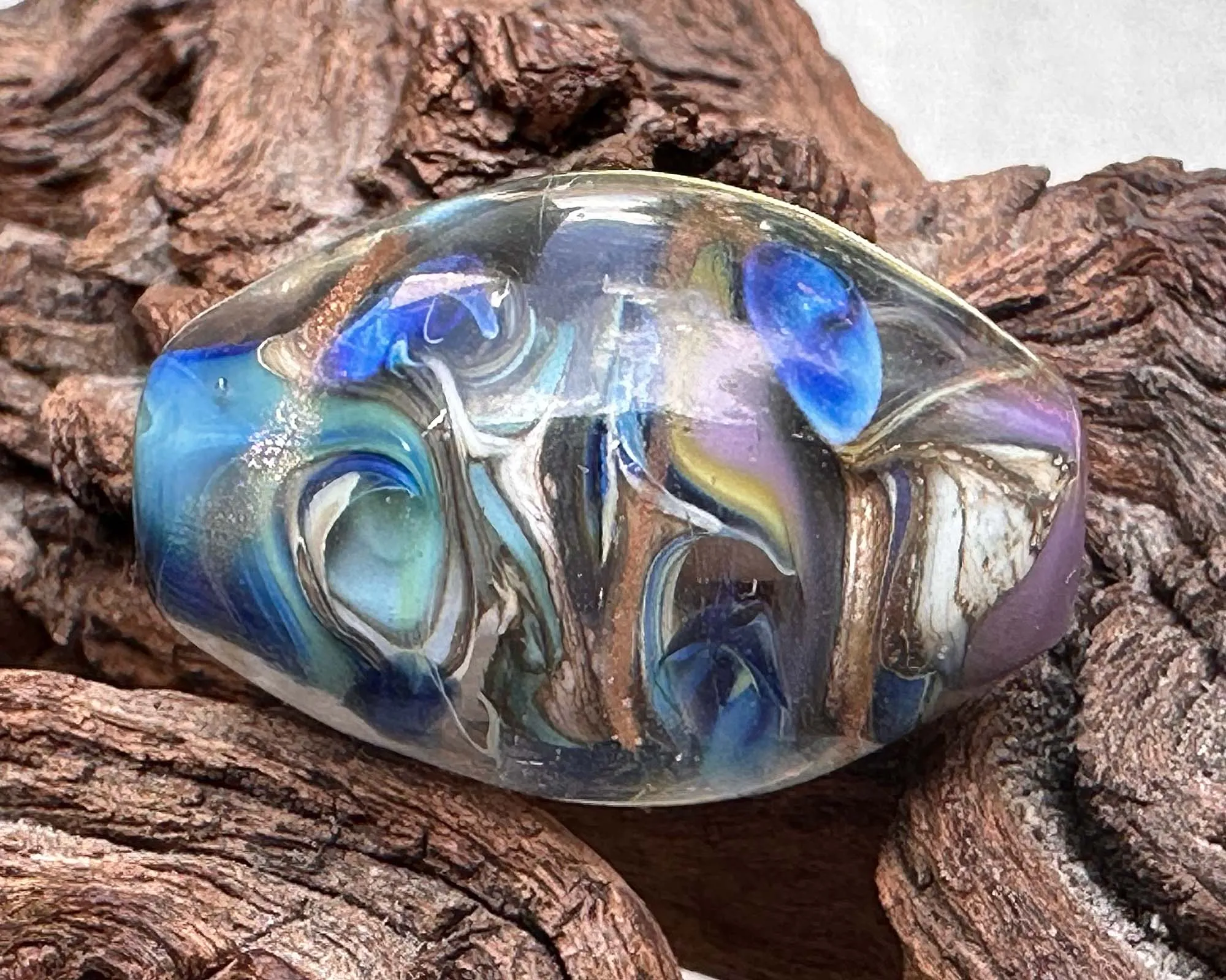 Coral Reef Blue Lampwork Focal Bead SRA