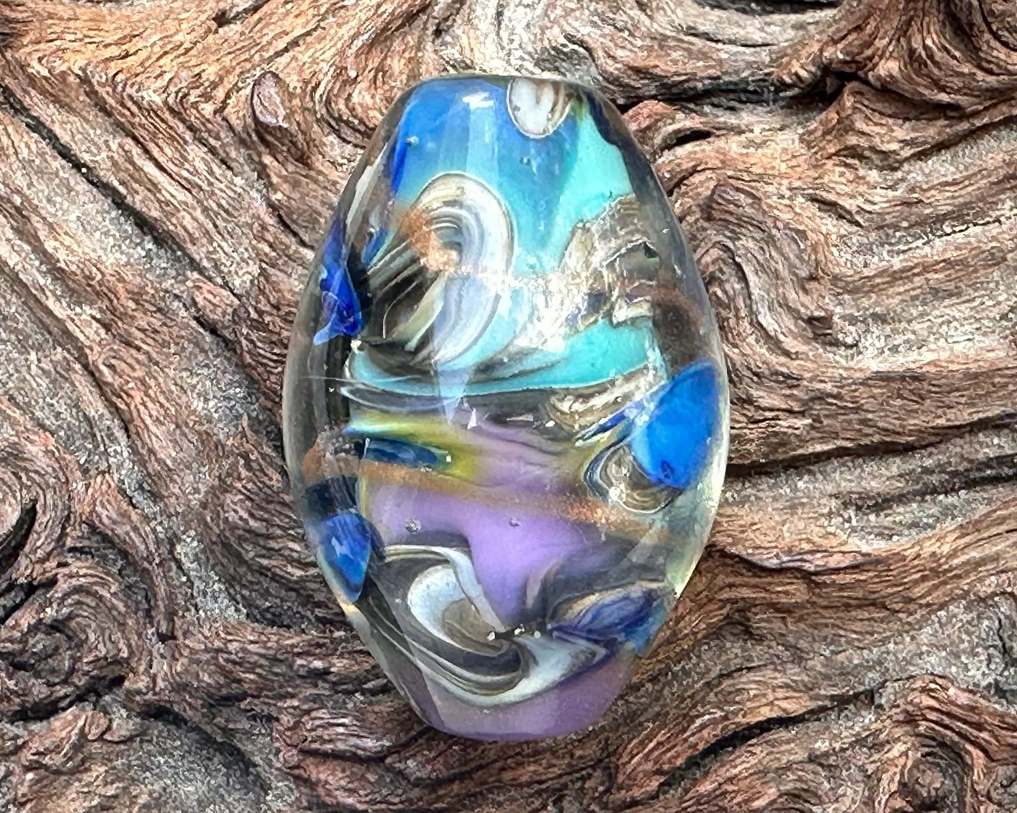 Coral Reef Blue Lampwork Focal Bead SRA