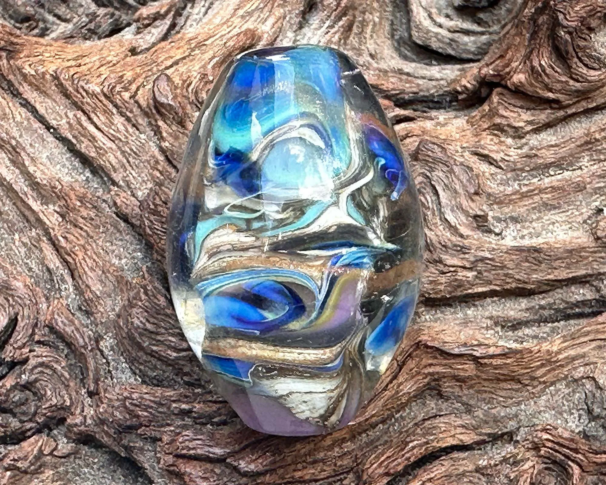 Coral Reef Blue Lampwork Focal Bead SRA