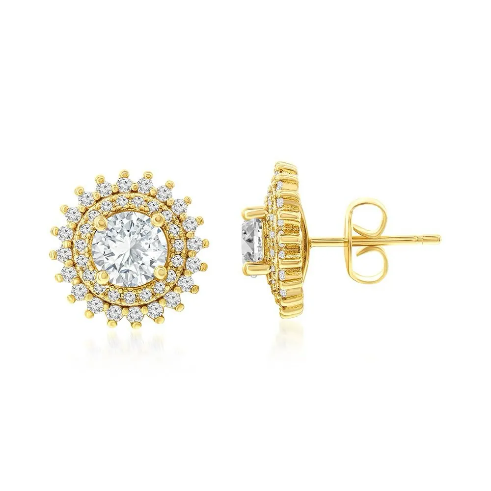 Cordelia 18k White Gold Plated Stud Earrings with Round Cut with Simulated Diamond Crystals