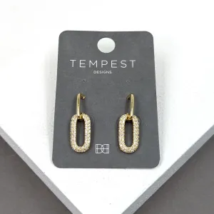 Crystal encrusted link drop earrings
