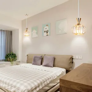 Crystal Prism Pendant Light with Modern Lantern Shade in Black/Gold for Bedroom