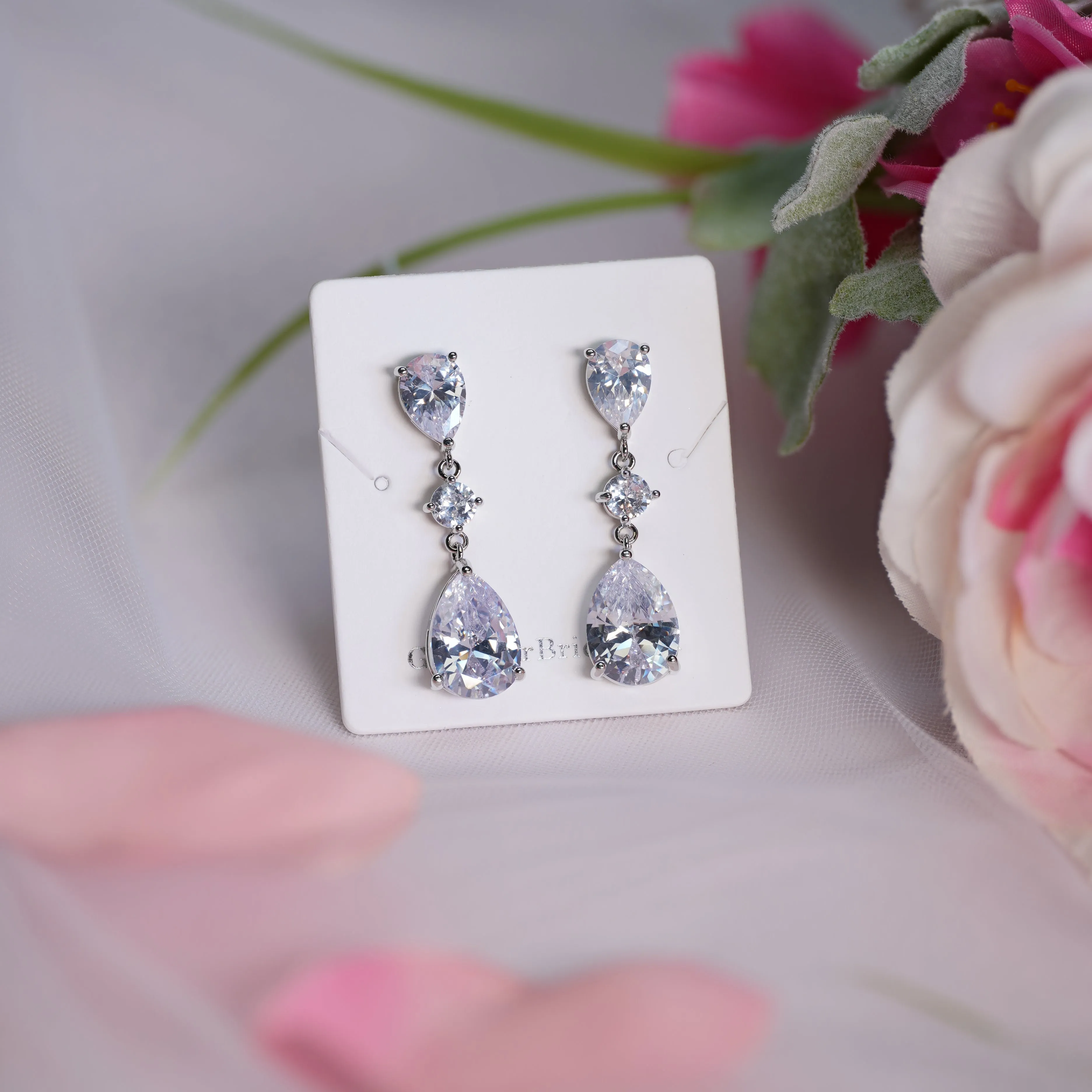 Crystal Tear Drop Earrings - Kayla