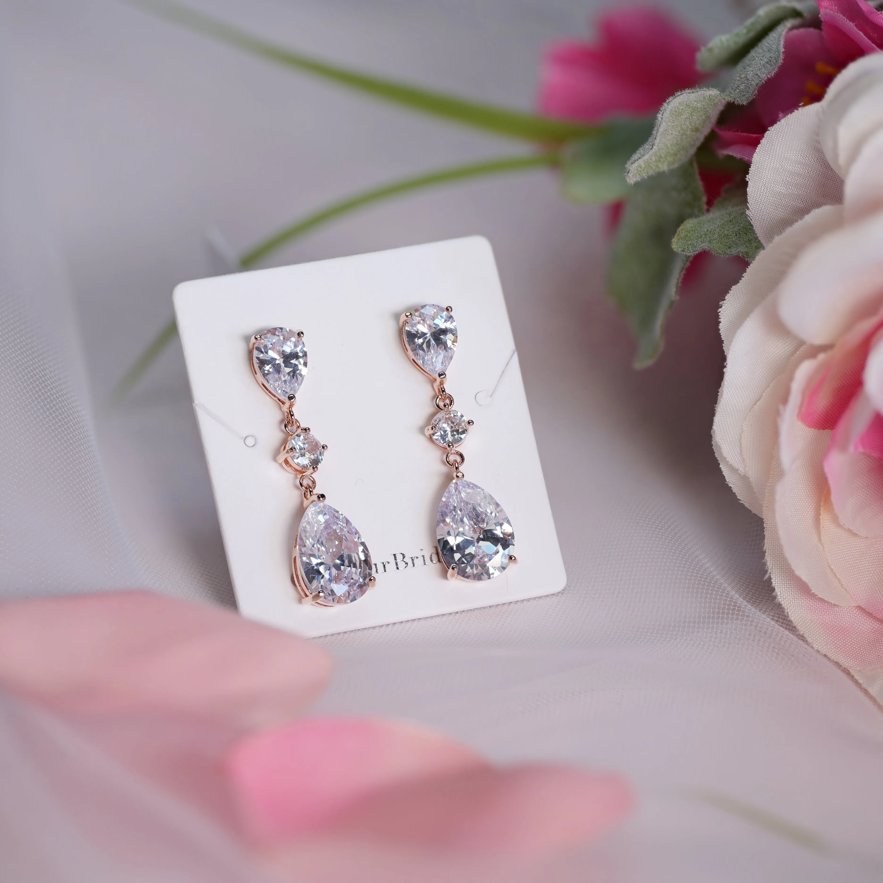 Crystal Tear Drop Earrings - Kayla