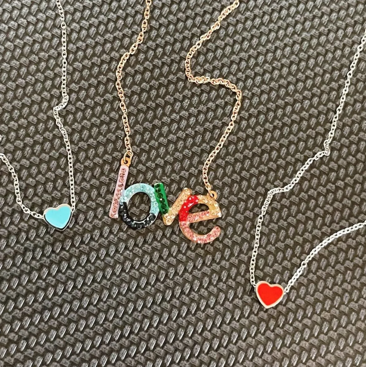 Enamel Silver Sliding Heart Necklace