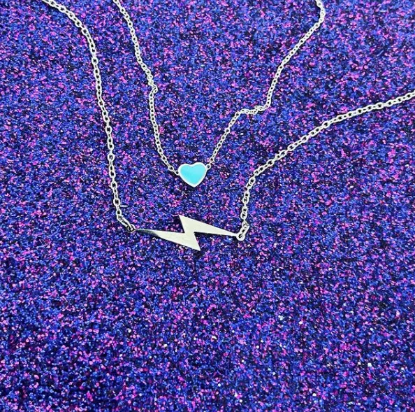 Enamel Silver Sliding Heart Necklace