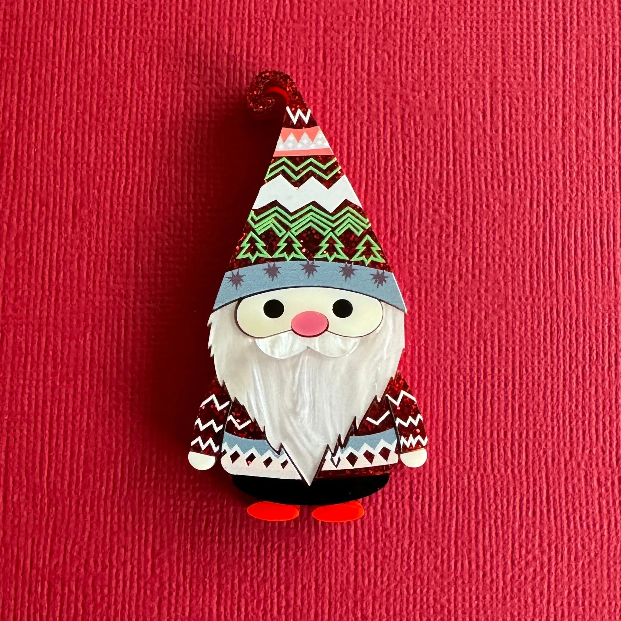 Gnome Santa  2023 - brooch - Set of 2