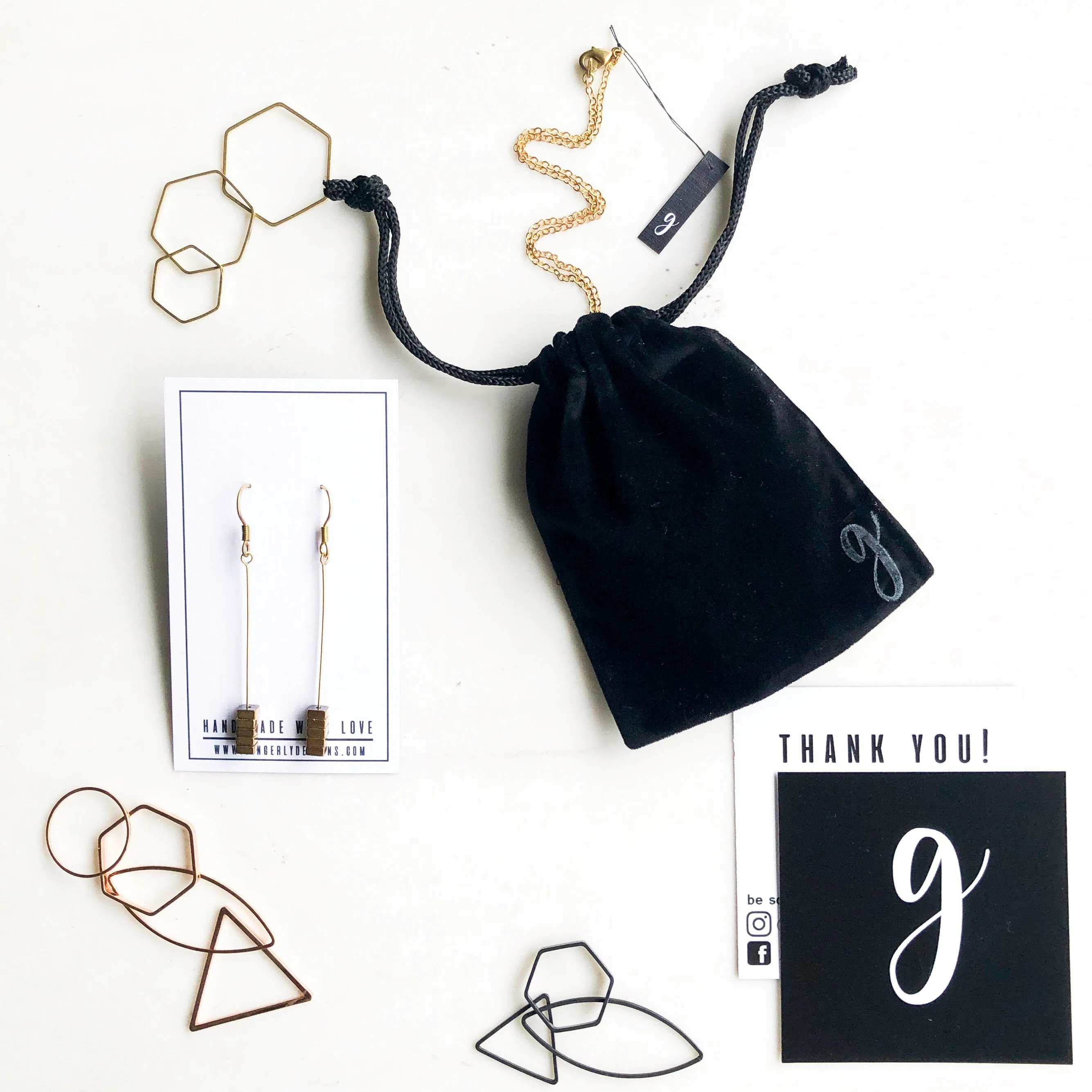 Gold Hoop Earrings with Brass Spike