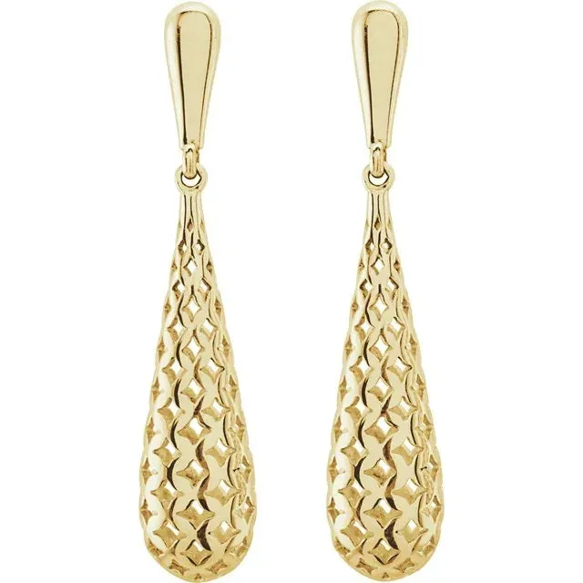 Gold Mesh Teardrop Earrings