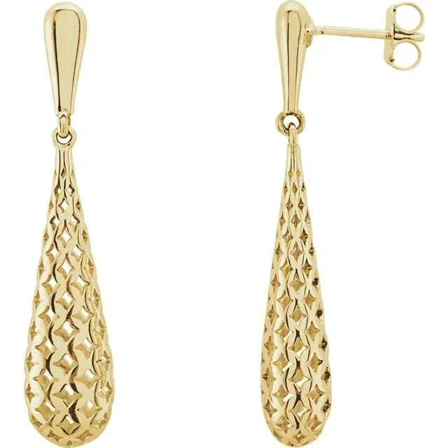 Gold Mesh Teardrop Earrings