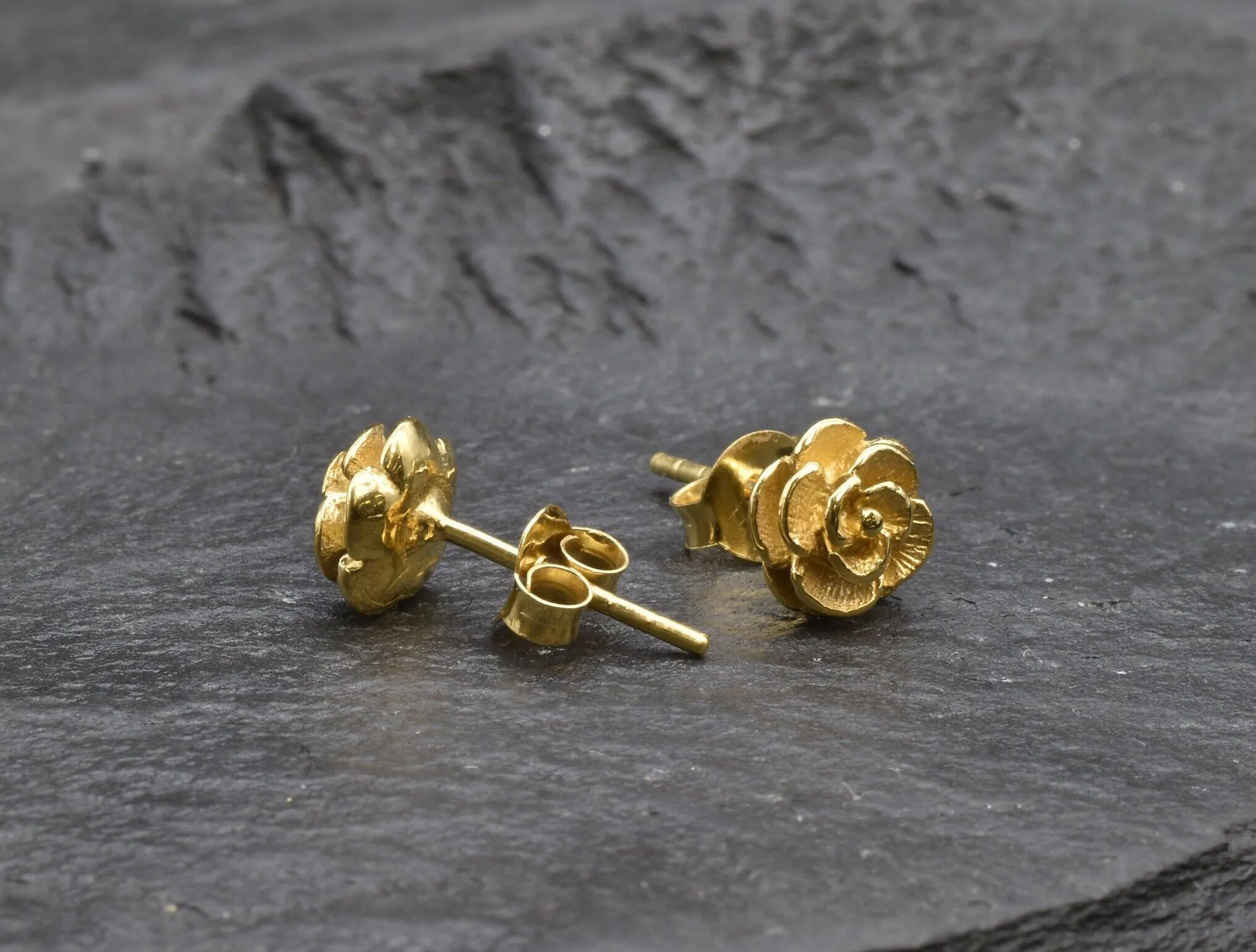 Gold Rose Studs - Everyday Earrings - Small Flower Earrings