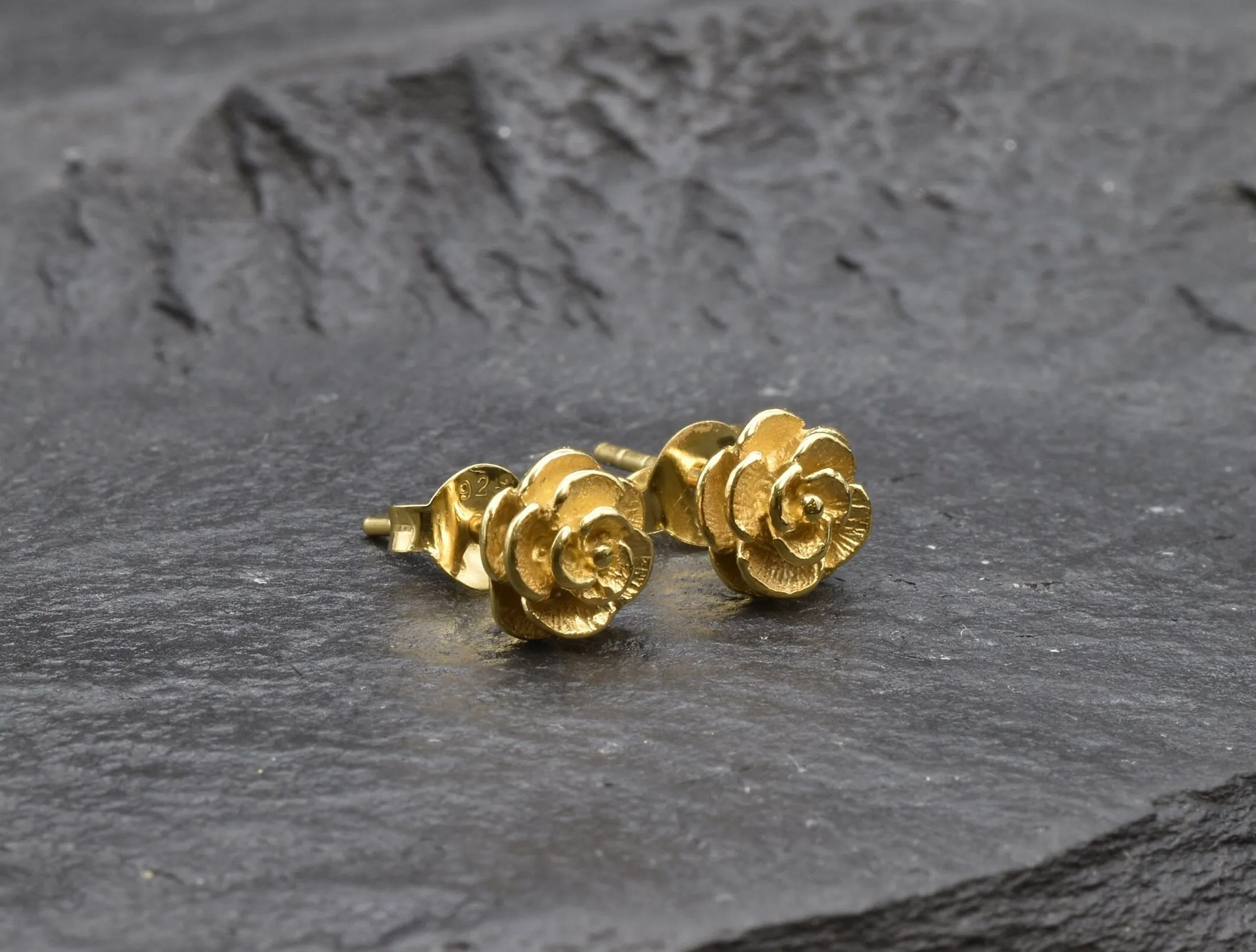 Gold Rose Studs - Everyday Earrings - Small Flower Earrings
