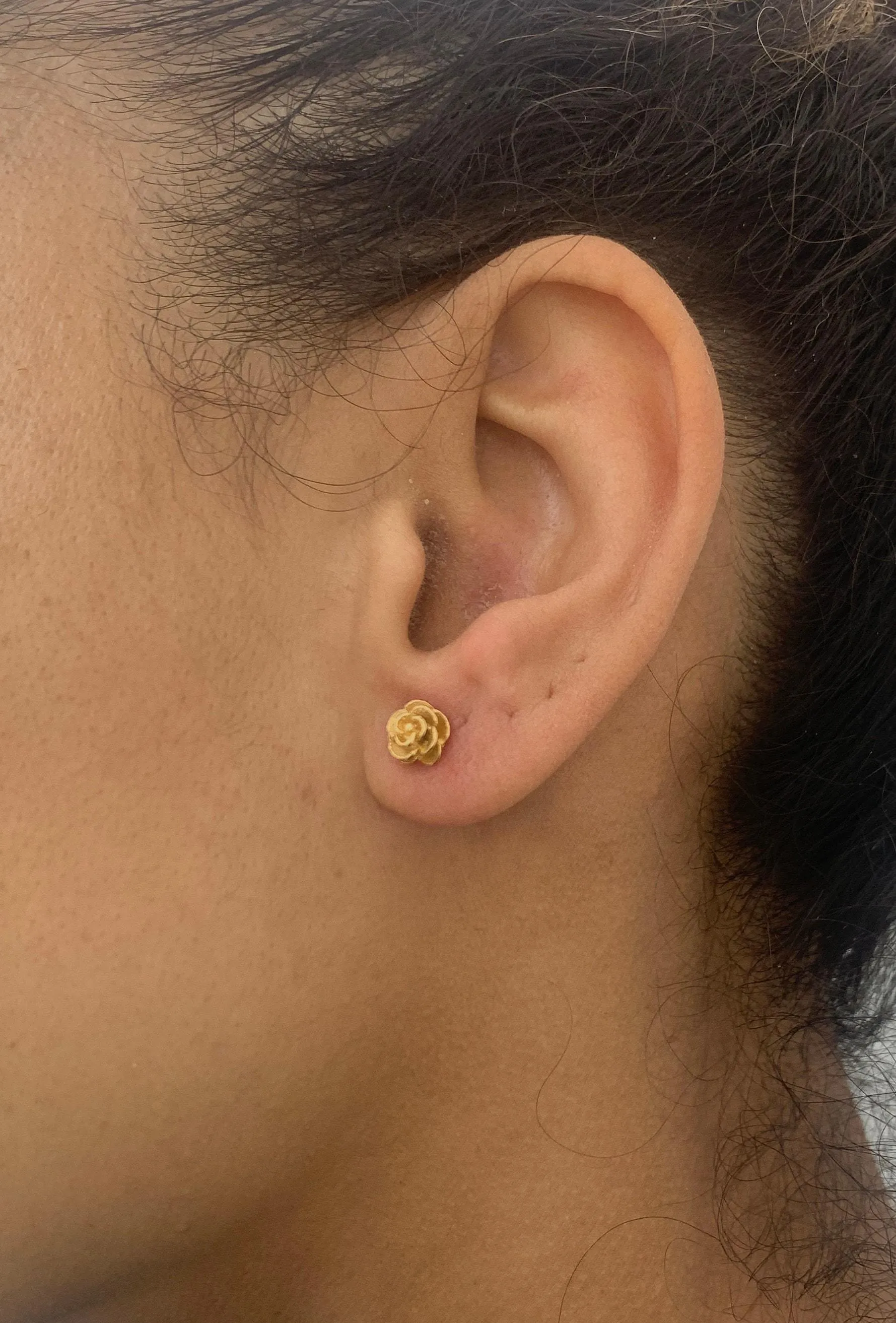 Gold Rose Studs - Everyday Earrings - Small Flower Earrings