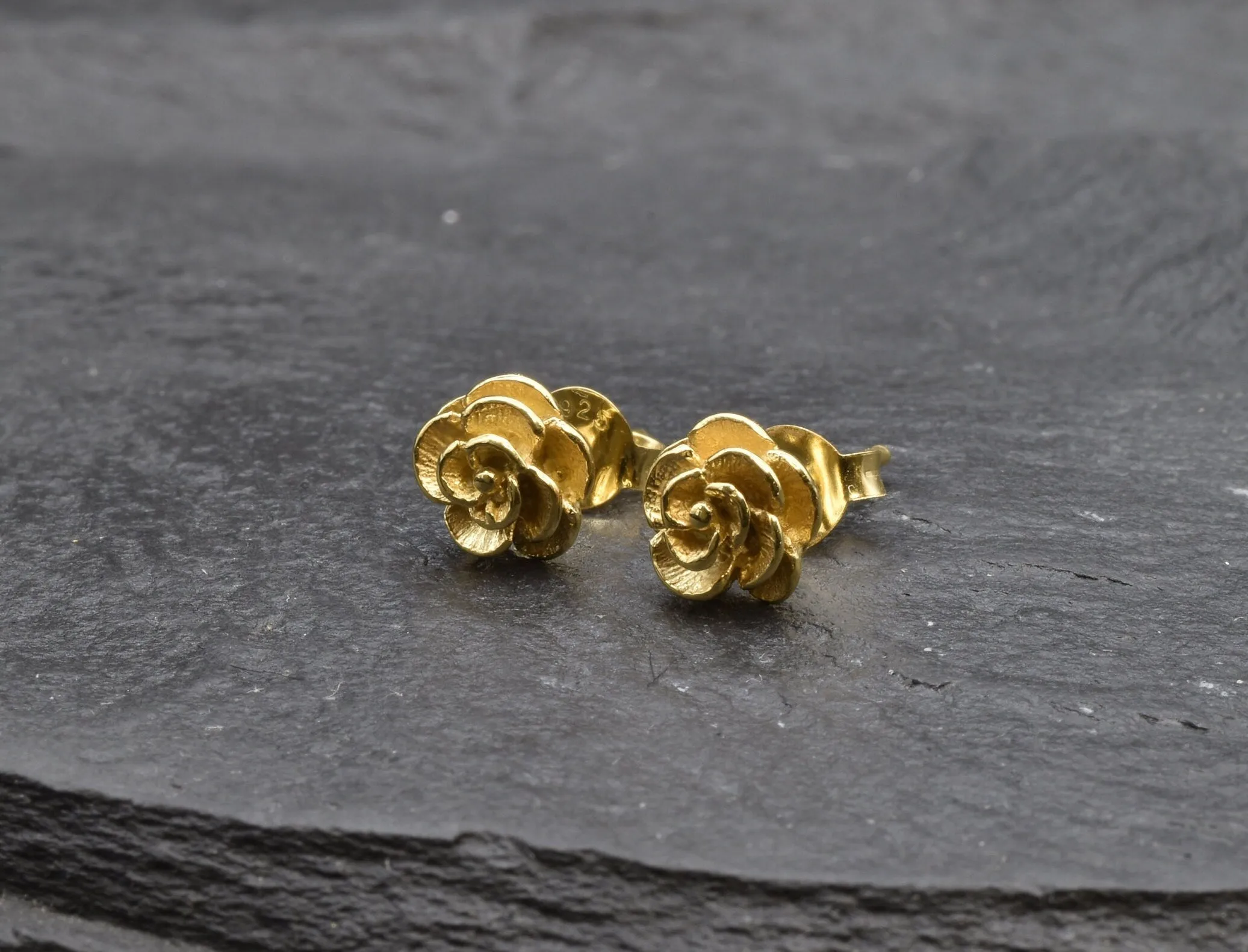 Gold Rose Studs - Everyday Earrings - Small Flower Earrings