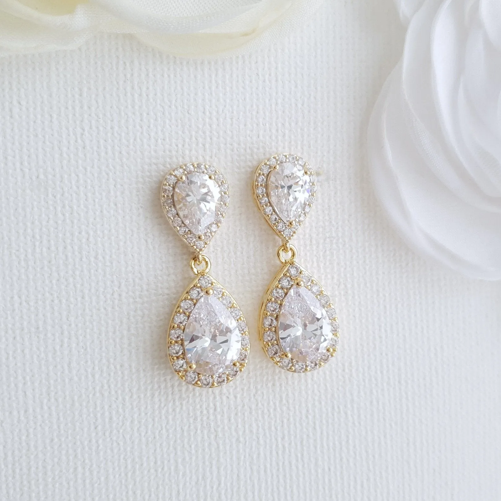 Gold Teardrop Earrings-Emma